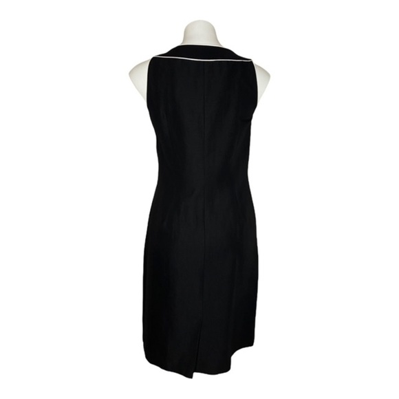 Ann Taylor Black Sheath Dress White Trim Size 6 - Picture 4 of 5